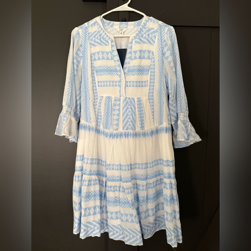 Crown & Ivy Blue and White Ruffled Tiered Summer Dress